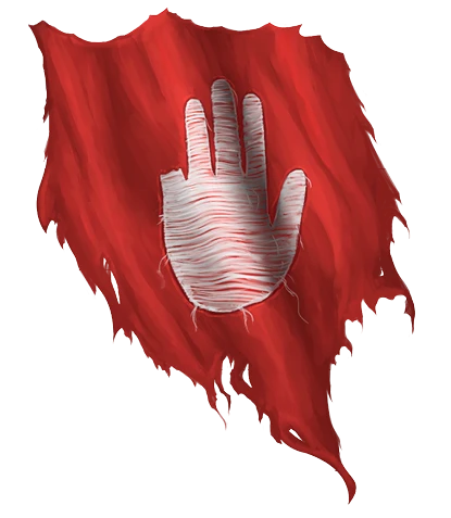 White Hand on Red Background Symbol image